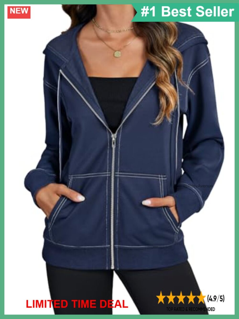 Women's Full Zip Hoodie Sweatshirt Kangaroo Pocket Casual